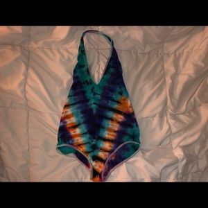 Tie dye halter bodysuit